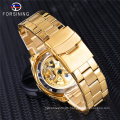 Forsining 181 Fashion Retro Men's Automatic Mechanical Watch Top Brand Luxury Full Golden Luminous Hands Skeleton Clock 2020